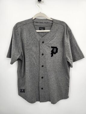 Primitive Skateboarding‎ Baseball Jersey Shirt Mens SZ L Gray Street Wear